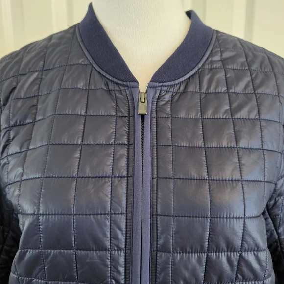 Athleta Grandview Prima Loft Long Quilted Jacket Navy Lightweight Puffer-SZ S - Picture 6 of 14